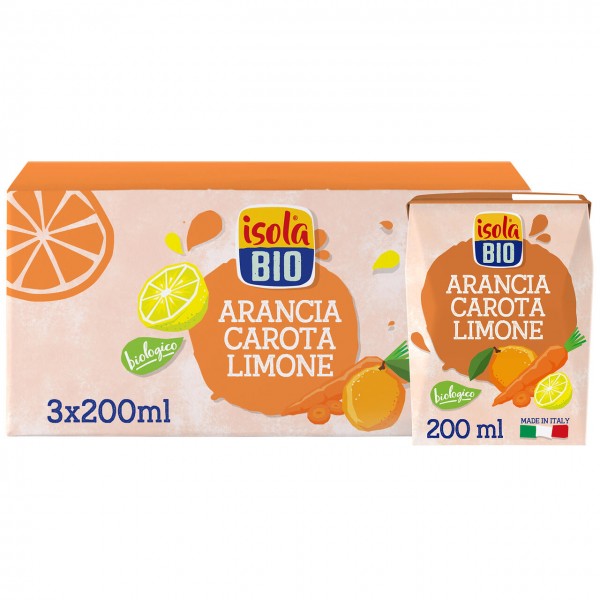 Bevanda a base di Arancia, Carota e Limone 3x200ml  Isola Bio