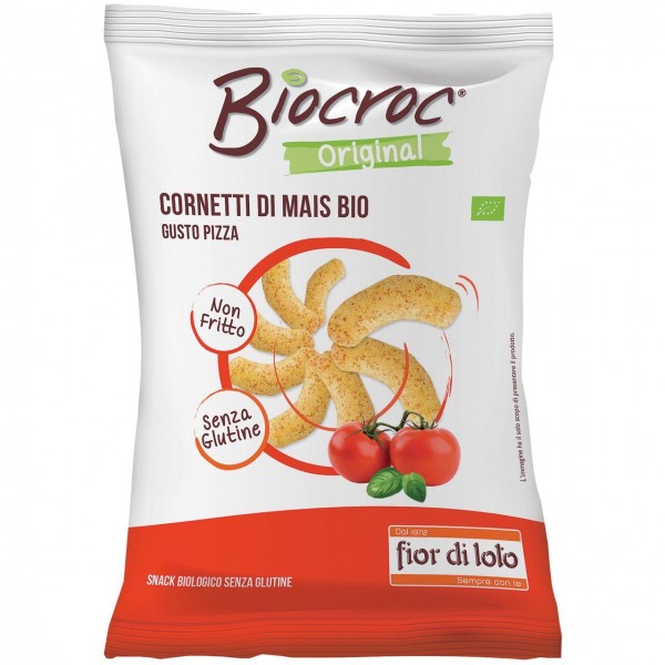 Biocroc cornetti di mais al gusto pizza 50gr Fior di Loto