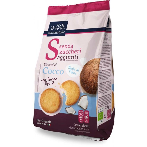 Biscotti al Cocco Senza Zuccheri Aggiunti 250gr Sottolestelle