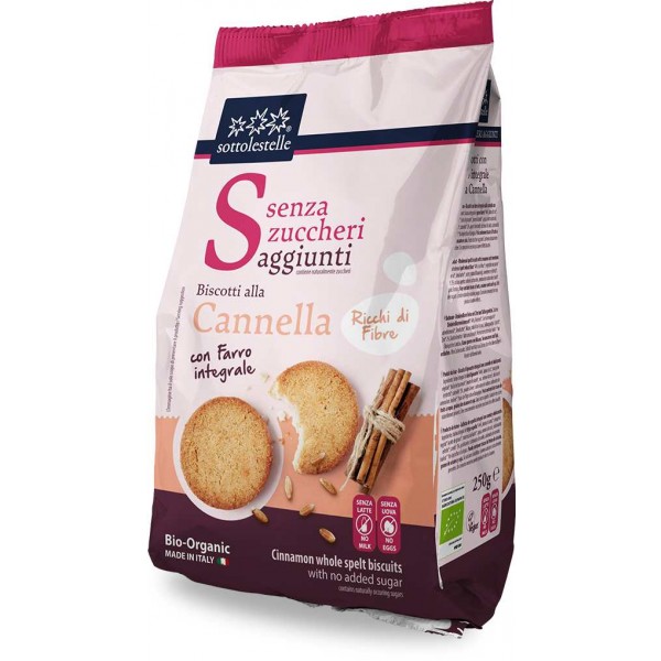 Biscotti di Farro Integrale alla Cannella Senza Zuccheri Aggiunti 250gr Sottolestelle