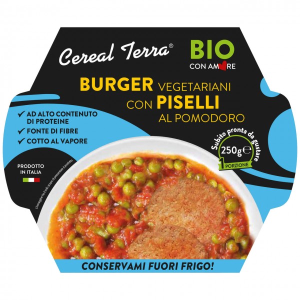 Burger vegetariani con piselli al pomodoro 250g CEREAL TERRA
