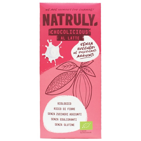 CHOCOLICIOUS TAVOLETTA AL LATTE SENZA ZUCCHERI AGGIUNTI 85g NATRULY