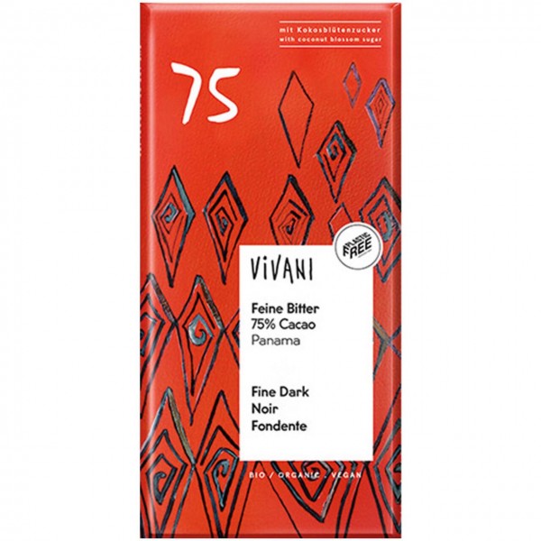 Cioccolato Fondente 75% con zucchero di Fiore di Cocco 80g Vivani