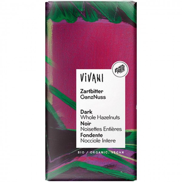 Cioccolato fondente con nocciole intere 100g VIVANI