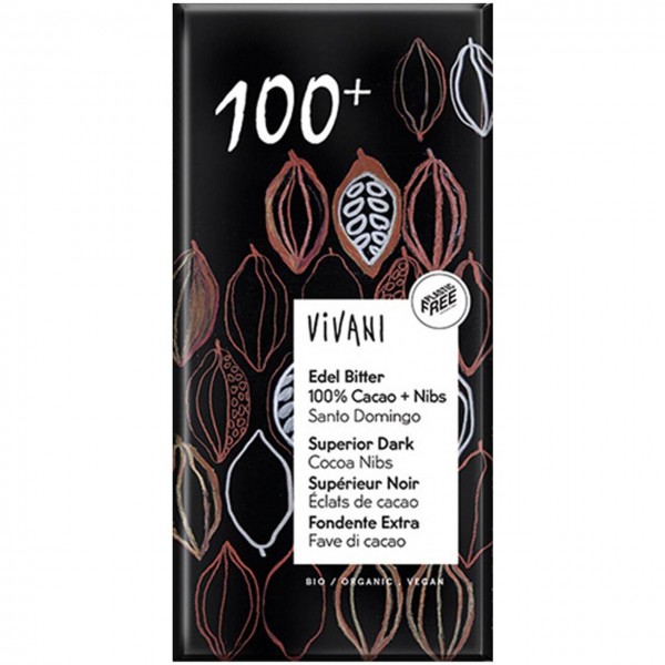 Cioccolato Fondente Extra Fave di Cacao 100% 80gr Vivani