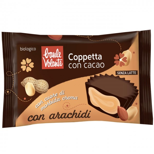 Coppetta con cacao con cuore di morbida crema con arachidi 25g BAULE VOLANTE