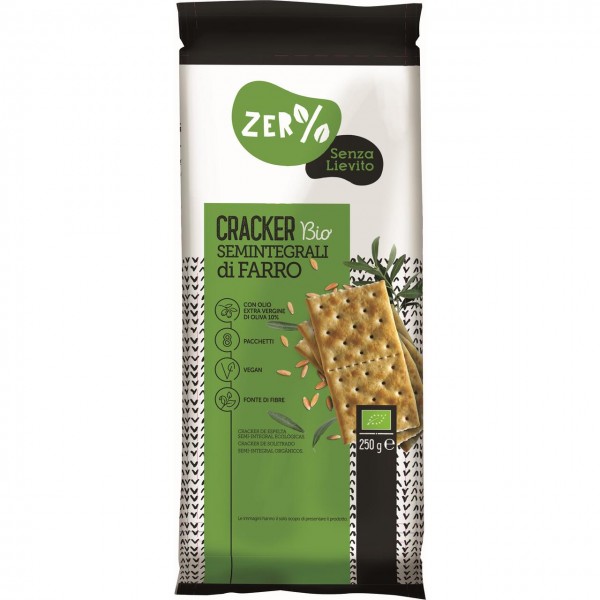 Crackers semintegrali di farro senza lievito 250g Zer%lievito