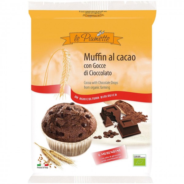 Muffin al cacao con gocce di cioccolato 6x42g LE PIUMETTE