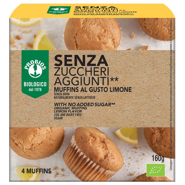 MUFFINS GUSTO LIMONE SENZA ZUCCHERI AGGIUNTI** 160g (4x40g) PROBIOS