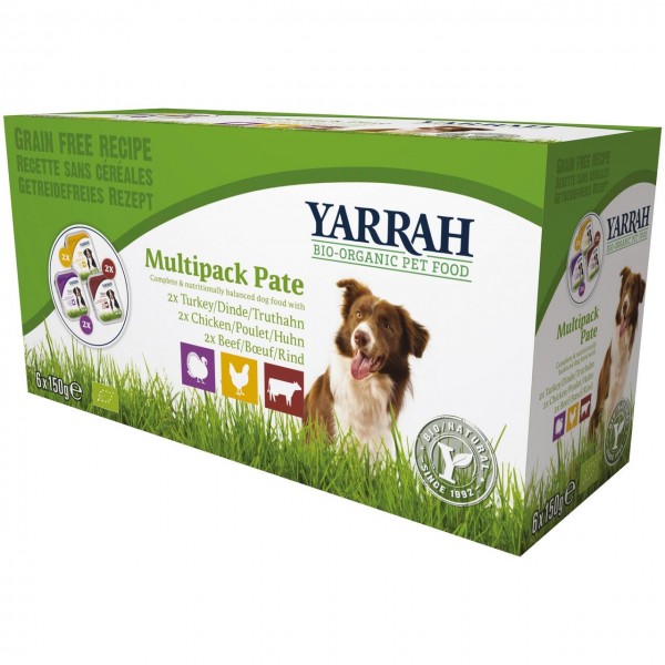 Multipack patè: dog - tacchino pollo manzo 6x150g YARRAH