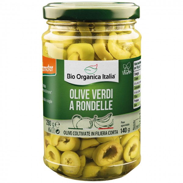 Olive verdi a rondelle in salamoia 280g BIO ORGANICA ITALIA