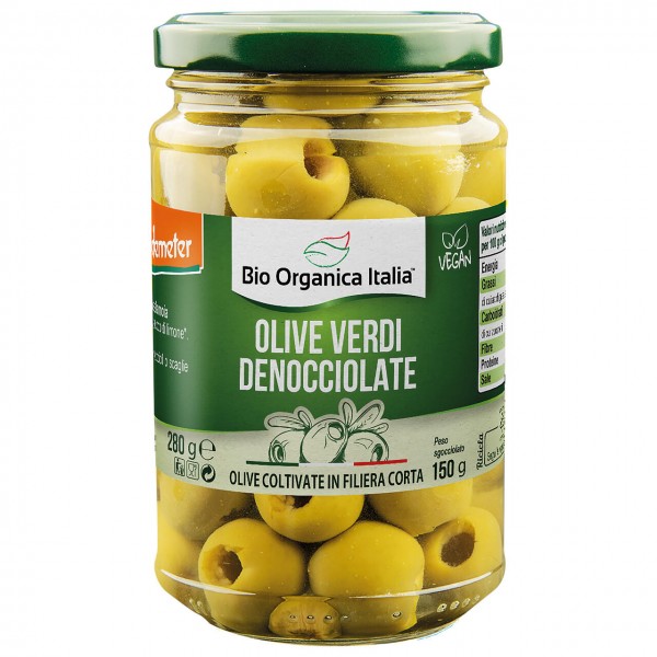 Olive verdi denocciolate in salamoia 280g BIO ORGANICA ITALIA