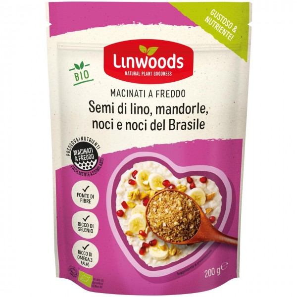Semi di lino, mandorle, noci brasiliane e noci macinati 200g Linwoods