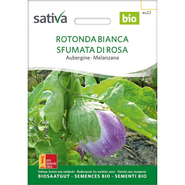 Semi di melanzana rotonda bianca con sfumature di rosa 5,2g SATIVA