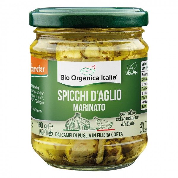 Spicchi d'aglio marinato sott'olio evo 190g BIO ORGANICA ITALIA