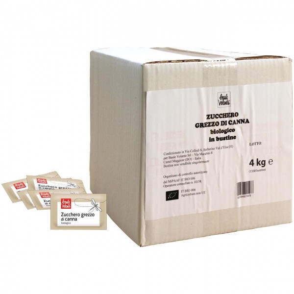 Zucchero grezzo di canna in bustine 4kg BAULE VOLANTE