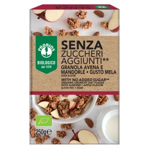 GRANOLA AVENA E MANDORLE GUSTO MELA SENZA ZUCCHERI AGGIUNTI**  250g PROBIOS