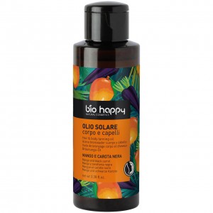 Olio solare corpo e capelli mango e carota nera 100ml BIO HAPPY