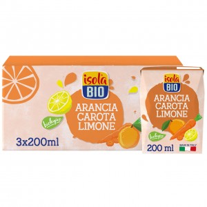 Bevanda a base di Arancia, Carota e Limone 3x200ml  Isola Bio