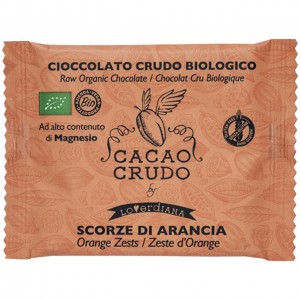 Cioccolato fondente crudo con scorze di arancia 30g Cacao Crudo
