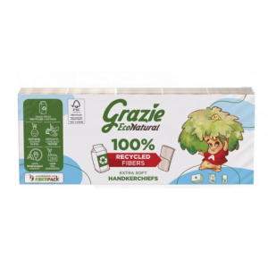 Fazzoletti 4 veli in carta riciclata 10 pacchetti Grazie Econatural