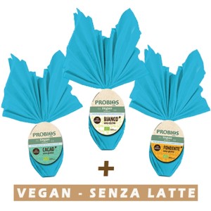 Tris di Uova di Pasqua Vegan senza latte (Bianco + Fondente + Cacao  )