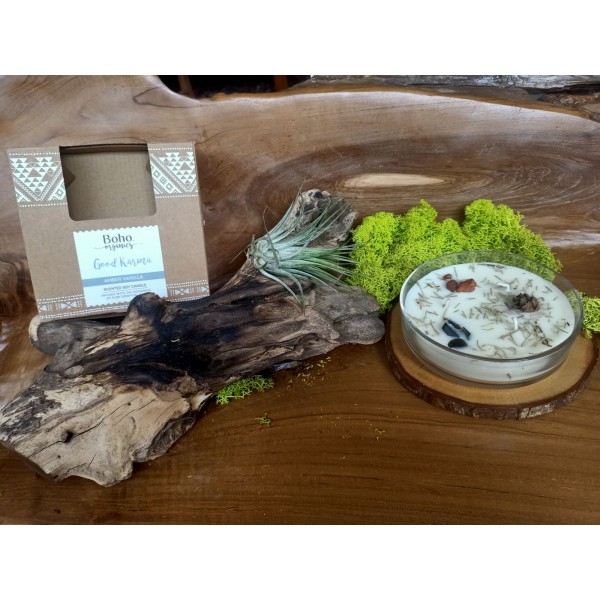 Candela naturale 3 stoppini Good Karma Ambra Vaniglia 200g Boho Organic