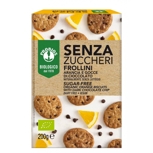 Frollini Arancia gocce di Cioccolato Senza Zuccheri Aggiunti 200g Probios